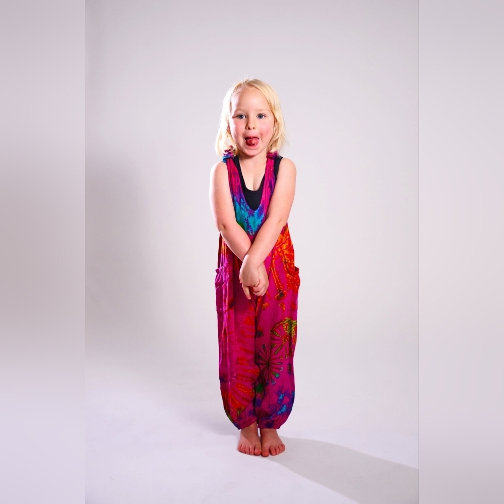 HUMMINGBIRD 143.COM KIDS 2/4 Tie-Dye Pink Romper Jumpsuit